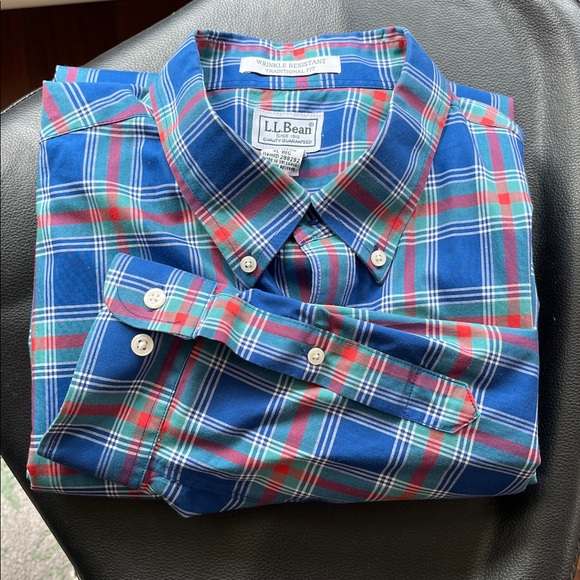 L.L. Bean Other - L.L. Bean Men's Vibrant Blue and Red Plaid Shirt